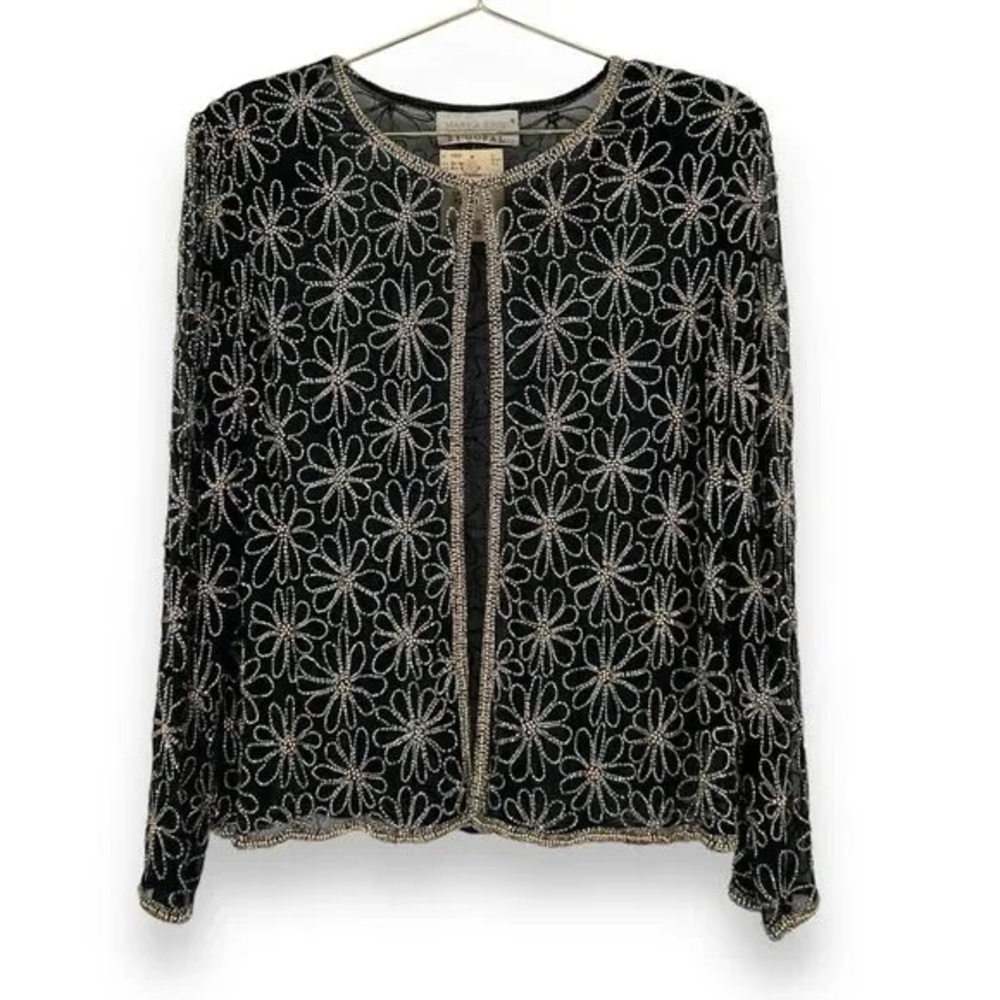NWT Vintage Mark & John by Gopal Daisy Beaded Sheer Cardigan